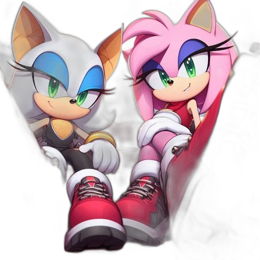 concept art, 3d render, pixel art, vaporwave, two, anthropomorphic, animals, sit transparent PNG cut-out