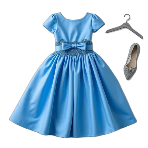dress, 3d render, photorealistic, blue, pastel, monochrome, colorful, sparkling transparent PNG cut-out