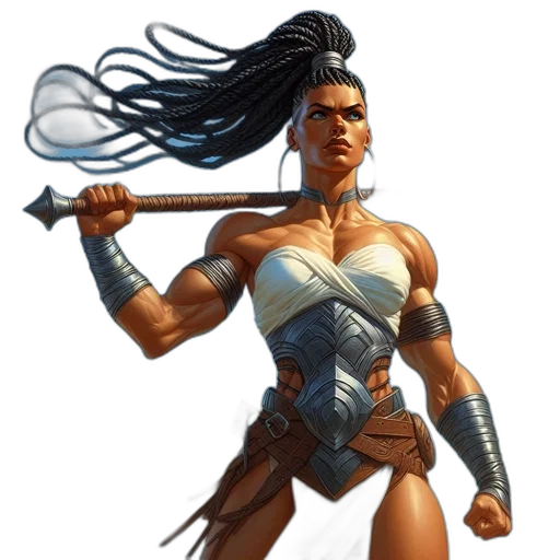 sword, comic book art, concept art, fantasy art, pixel art, muscular, woman, dark transparent PNG cut-out