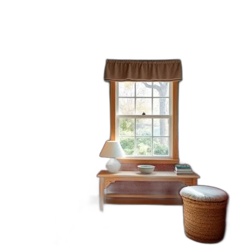 furniture, 3d render, photorealistic, concept art, forest, earth tones, cozy, loft transparent PNG cut-out