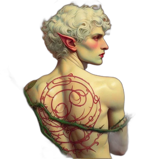 fantasy art, concept art, watercolor, 3d render, red, ethereal, portrait, elf-like transparent PNG cut-out