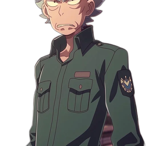 jacket, staff, face, weapon, anime, pixel art, concept art, cartoon transparent PNG cut-out