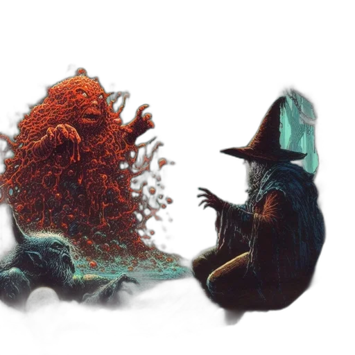 creature, dragon, mask, hat, concept art, fantasy art, comic book art, underwater transparent PNG cut-out