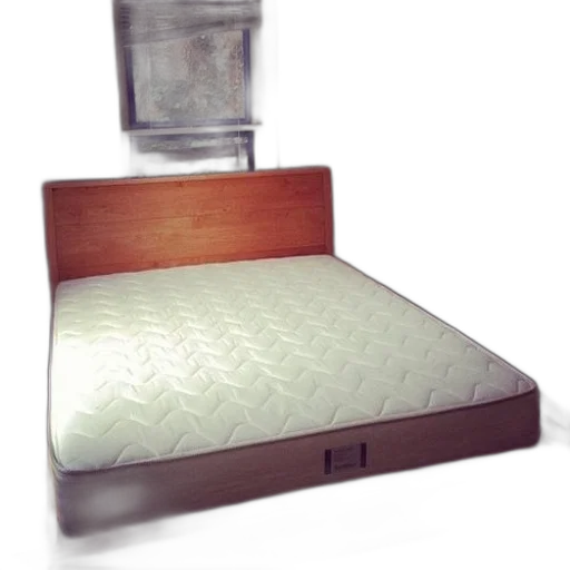 furniture, 3d render, bare, mattress, sits, wooden, bed, frame transparent PNG cut-out