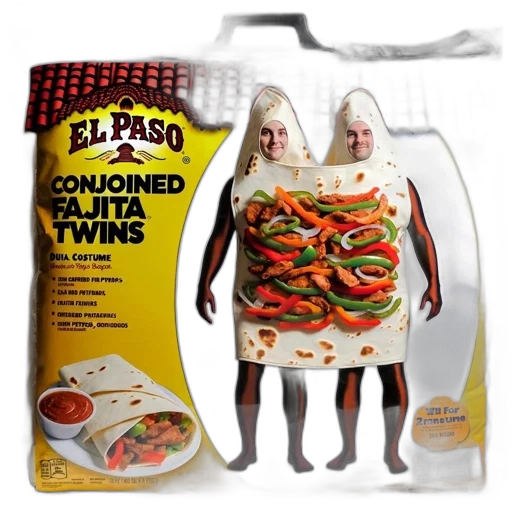 food, concept art, 3d render, halloween, costume, package, features, conjoined transparent PNG cut-out