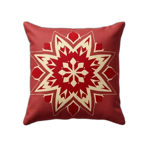 photorealistic, red, beige, patterned, throw, pillow, geometric, design transparent PNG cut-out