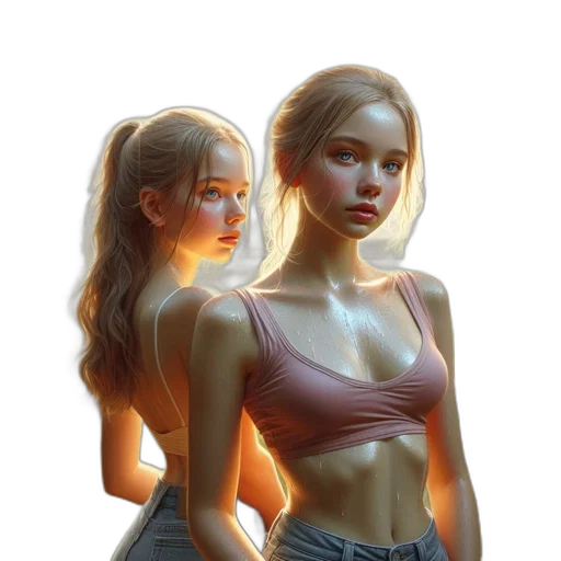 dress, face, robot, concept art, fantasy art, photorealistic, oil painting, neon lights transparent PNG cut-out