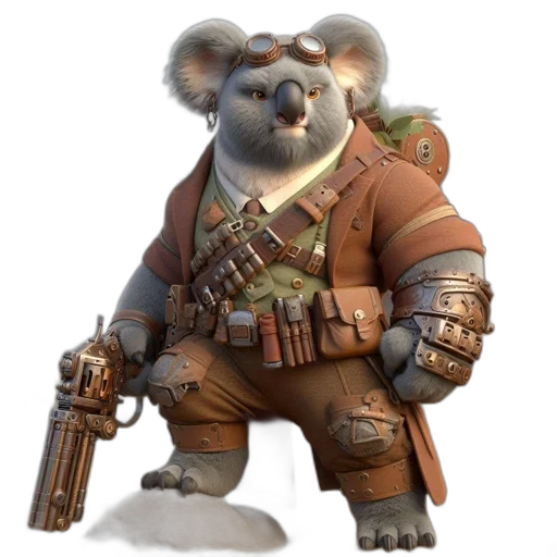 staff, animal, weapon, jacket, concept art, 3d render, fantasy art, photorealistic transparent PNG cut-out