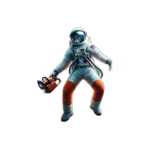 robot, weapon, staff, jacket, concept art, 3d render, pixel art, outer space transparent PNG cut-out