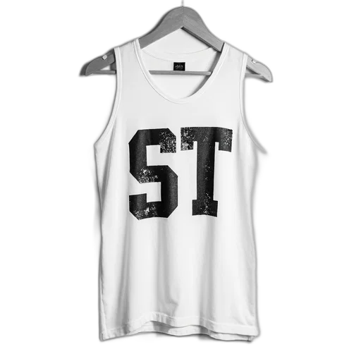 white, tank, top, distressed, graphic, front transparent PNG cut-out