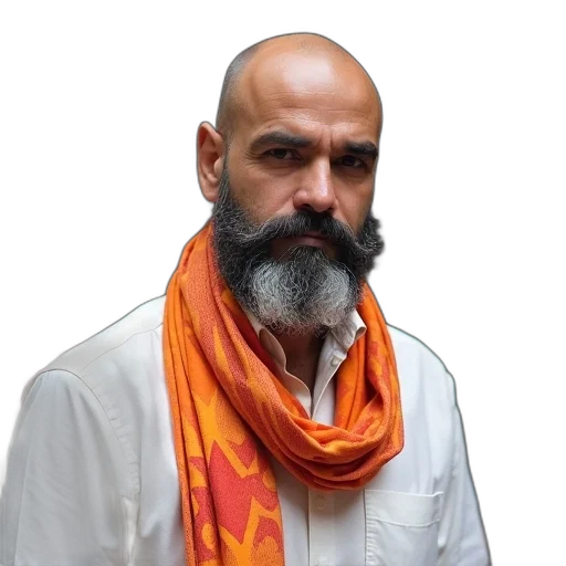 staff, face, mask, photorealistic, man, bald, head, beard transparent PNG cut-out