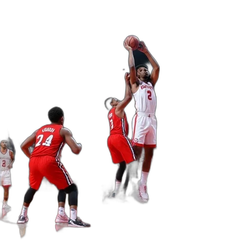 3d render, concept art, basketball, game, progress, players, red, white transparent PNG cut-out