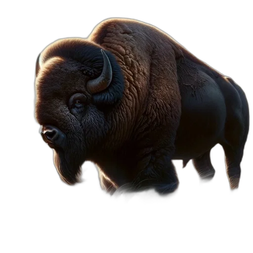 animal, creature, concept art, 3d render, photorealistic, fantasy art, majestic, bison transparent PNG cut-out