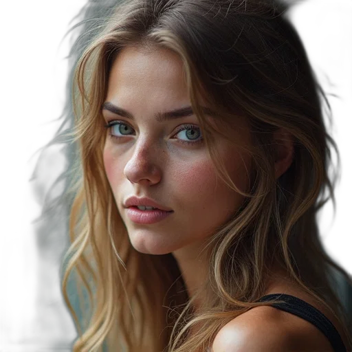 face, hair, dress, crown, photorealistic, oil painting, fantasy art, watercolor transparent PNG cut-out