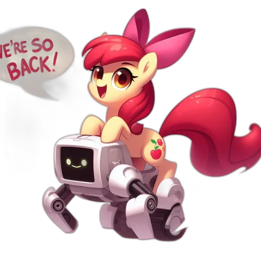 robot, concept art, 3d render, cyberpunk, pixel art, animated, pony, rides transparent PNG cut-out