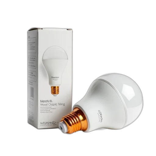 modern, led, light, bulb, sleek, white, design, orange transparent PNG cut-out