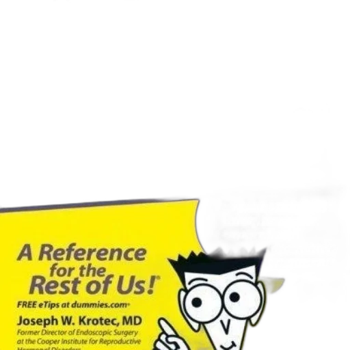 endometriosis, dummies, book, cover, featuring, cartoon, character, pointing transparent PNG cut-out