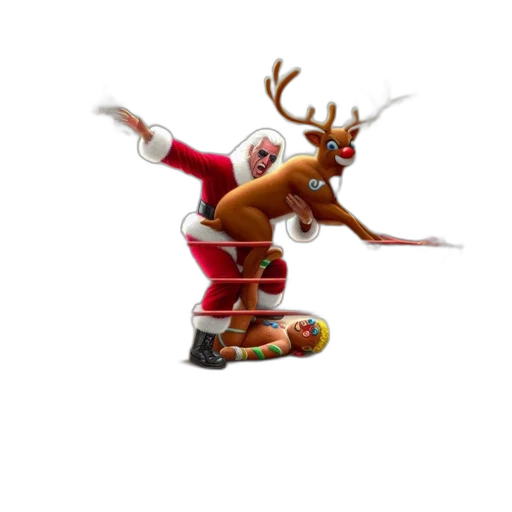 concept art, 3d render, gingerbread, wrestling, match, takes, place, festive transparent PNG cut-out