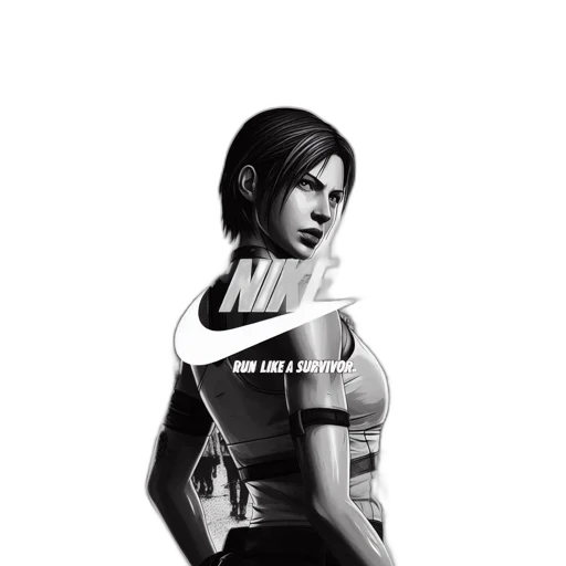 weapon, concept art, comic book art, cyberpunk, photorealistic, monochrome, determined, woman transparent PNG cut-out