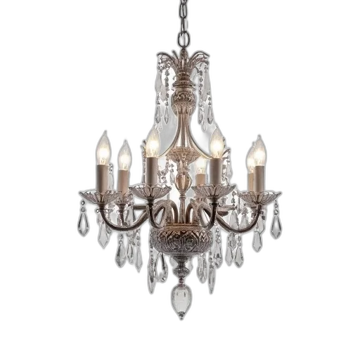 3d render, detailed, silver, chandelier, intricate, designs, multiple, tiers transparent PNG cut-out