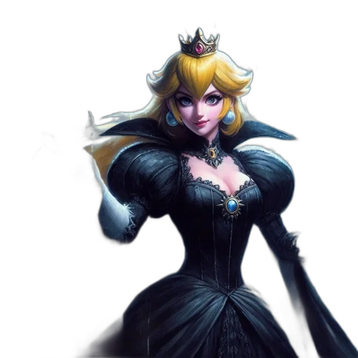 crown, dress, concept art, fantasy art, 3d render, comic book art, dark, animated transparent PNG cut-out