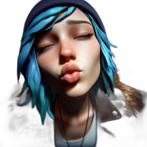 face, photorealistic, fantasy art, concept art, cyberpunk, blue, pastel, colorful transparent PNG cut-out