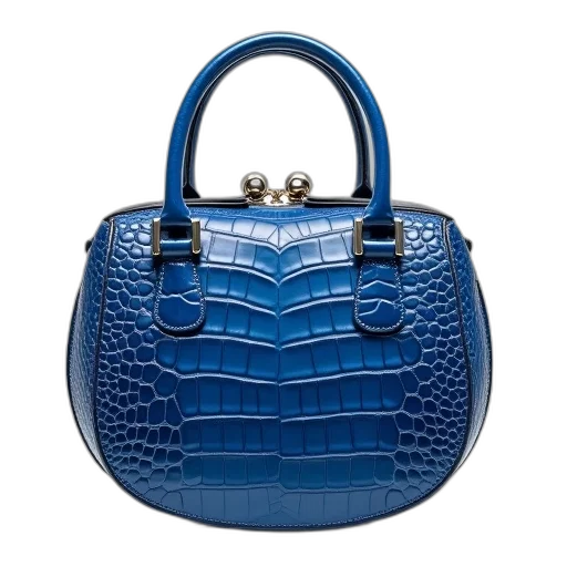blue, crocodile, leather, handbag transparent PNG cut-out