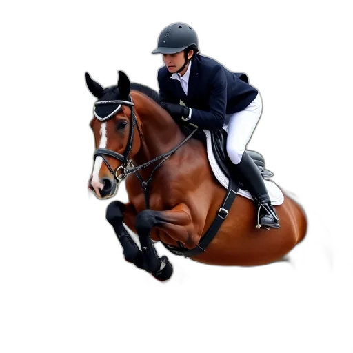 animal, photorealistic, person, riding, brown, horse, over, red transparent PNG cut-out