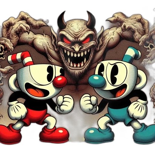 mask, concept art, pixel art, 3d render, comic book art, two, cartoonish, characters transparent PNG cut-out