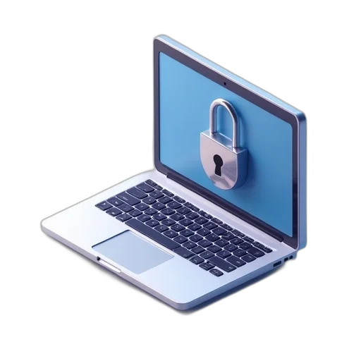 open, laptop, lock, next, isometric, image, privacy, icon transparent PNG cut-out