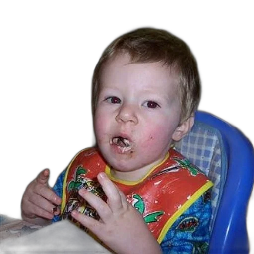 face, food, creature, photorealistic, young, child, high, chair transparent PNG cut-out