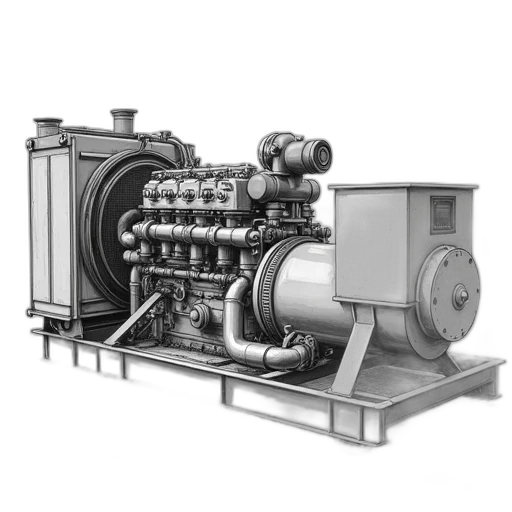 3d render, concept art, photorealistic, wiring, diagram, boat, electric, generator transparent PNG cut-out