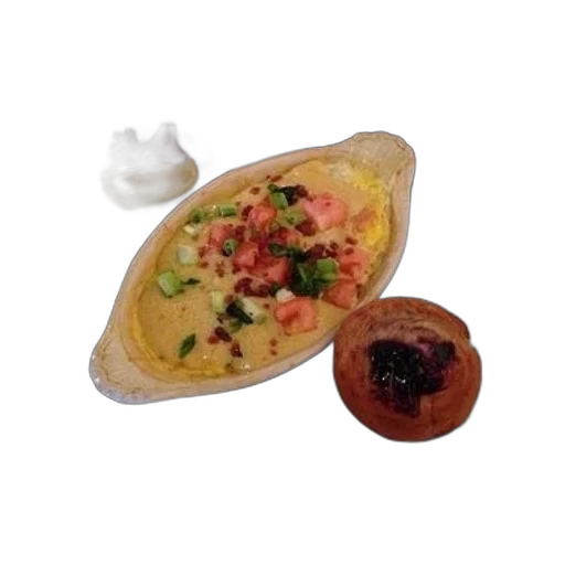 food, photorealistic, 3d render, plate, bowl, soup, roll, side transparent PNG cut-out