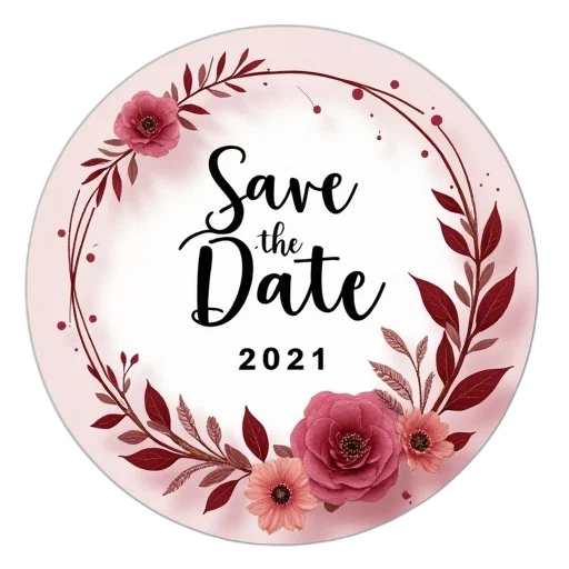 save, date, round, stickers transparent PNG cut-out