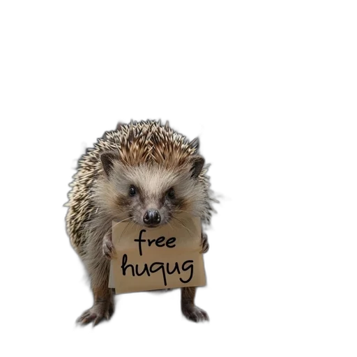 animal, food, creature, hedgehog, stands, city, street, holding transparent PNG cut-out