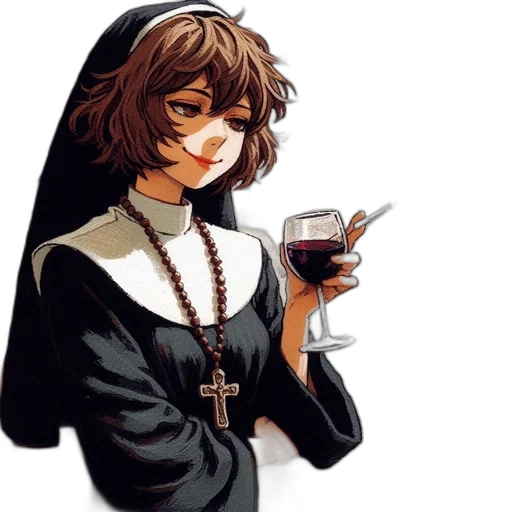 pixel art, concept art, anime, photorealistic, animated, character, nun, habit transparent PNG cut-out