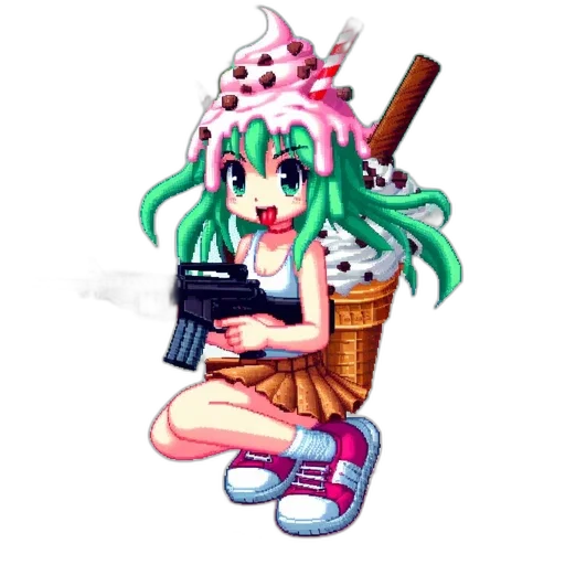 weapon, staff, robot, food, pixel art, vaporwave, anime, concept art transparent PNG cut-out