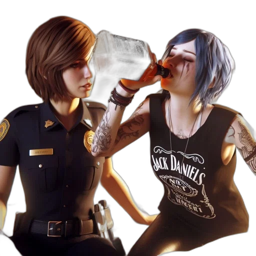 concept art, photorealistic, cyberpunk, fantasy art, neon lights, two, female, characters transparent PNG cut-out