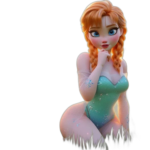 dress, 3d render, concept art, fantasy art, cartoon, underwater, snow, young transparent PNG cut-out