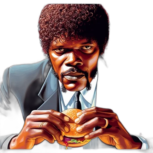 food, face, concept art, photorealistic, comic book art, illustrated, portrait, presents transparent PNG cut-out
