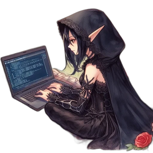 staff, fantasy art, cyberpunk, pixel art, concept art, dark, animated, female transparent PNG cut-out