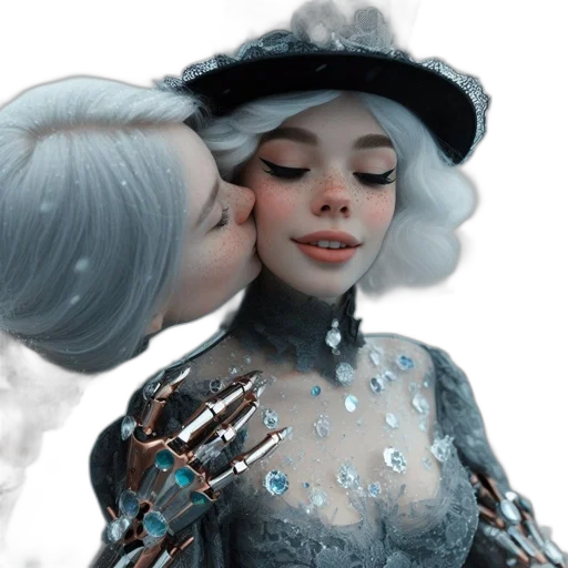 robot, jewelry, 3d render, fantasy art, concept art, photorealistic, snow, underwater transparent PNG cut-out