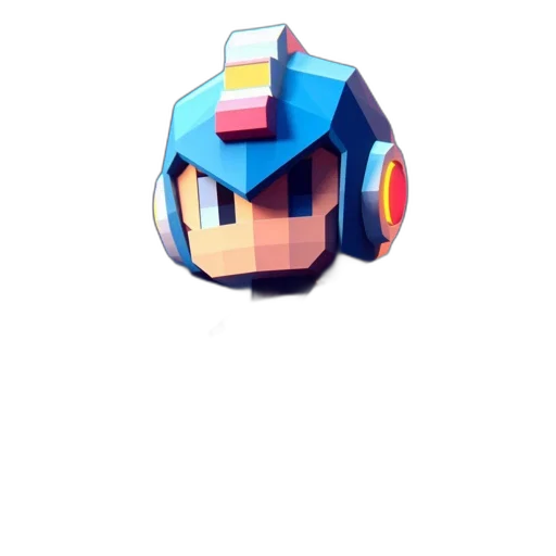 robot, hat, face, mask, pixel art, 3d render, concept art, vaporwave transparent PNG cut-out