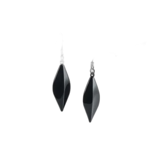 jewelry, 3d render, monochrome, pair, black, earrings, pointed, design transparent PNG cut-out