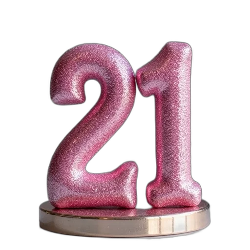 3d render, pink, glitter, number, ornament, metal, holder transparent PNG cut-out
