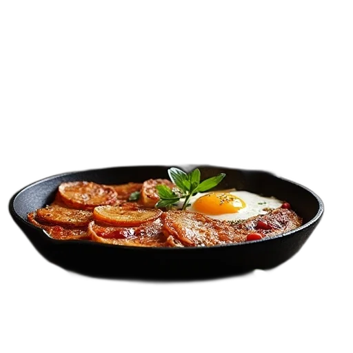 food, weapon, 3d render, photorealistic, large, cast, iron, griddle transparent PNG cut-out