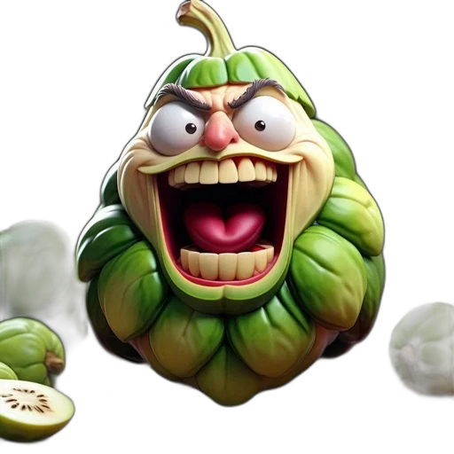 food, creature, face, crown, concept art, 3d render, photorealistic, 3d-rendered transparent PNG cut-out