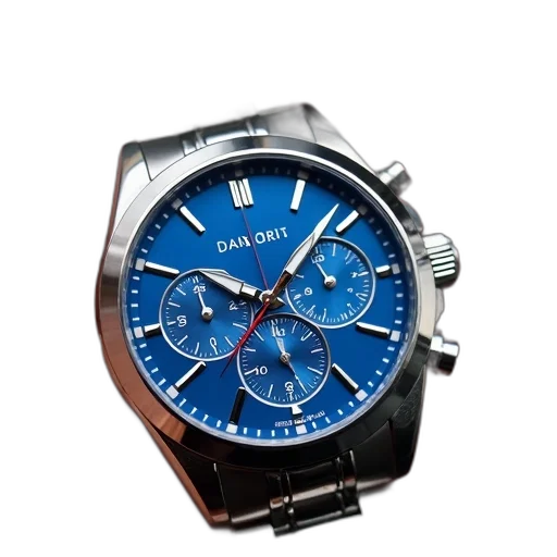 jewelry, photorealistic, blue, silver, wristwatch, white, face, black transparent PNG cut-out
