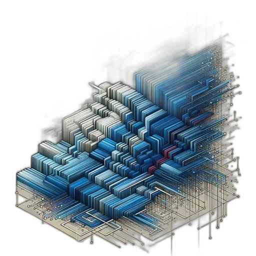 3d render, cyberpunk, concept art, pixel art, blue, abstract, composition, featuring transparent PNG cut-out