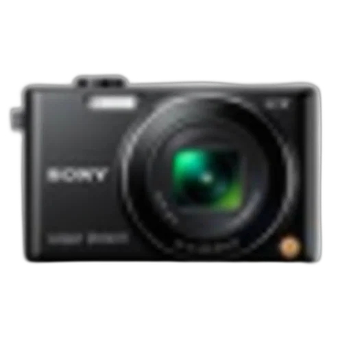 weapon, photorealistic, black, sony, cyber-shot, camera, green, lens transparent PNG cut-out